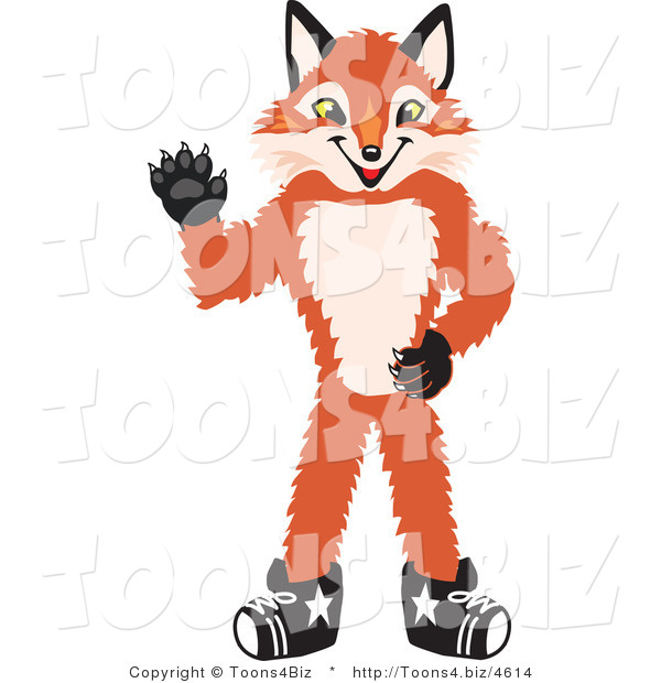 Vector Illustration of a Red Fox Mascot Waving