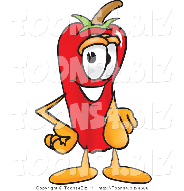 Vector Illustration of a Red Hot Chili Pepper Mascot Pointing at the Viewer