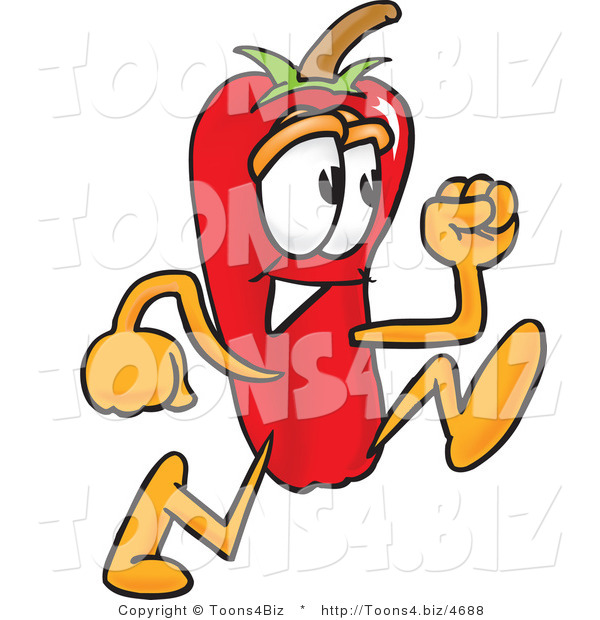Vector Illustration of a Red Hot Chili Pepper Mascot Running