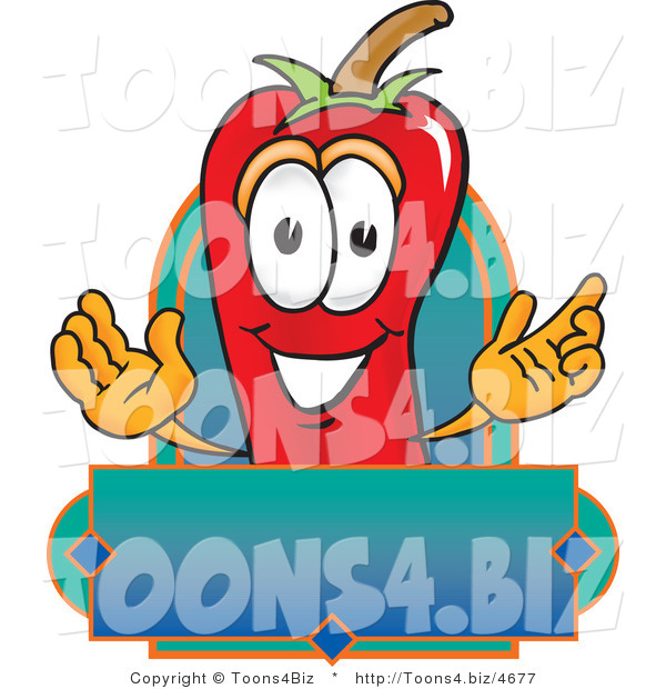 Vector Illustration of a Red Hot Chili Pepper Mascot with a Blank Label