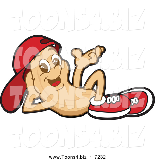 Vector Illustration of a Relaxed Cashew Mascot Character Wearing a Hat and Shoes