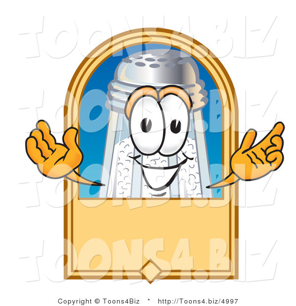 Vector Illustration of a Salt Shaker Mascot on a Blank Tan Label, Logo or Sign