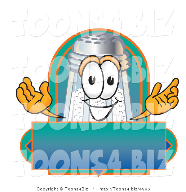 Vector Illustration of a Salt Shaker Mascot over a Blank Label