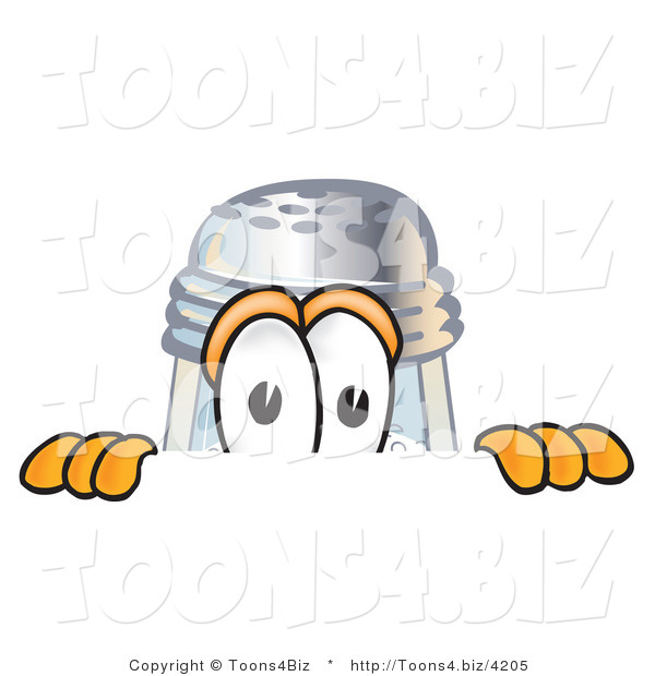 Vector Illustration of a Salt Shaker Mascot Peeking over a Surface