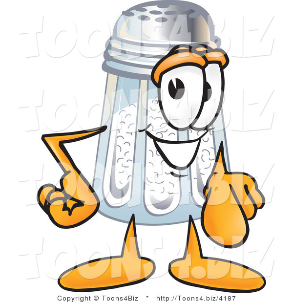 Vector Illustration of a Salt Shaker Mascot Pointing at the Viewer