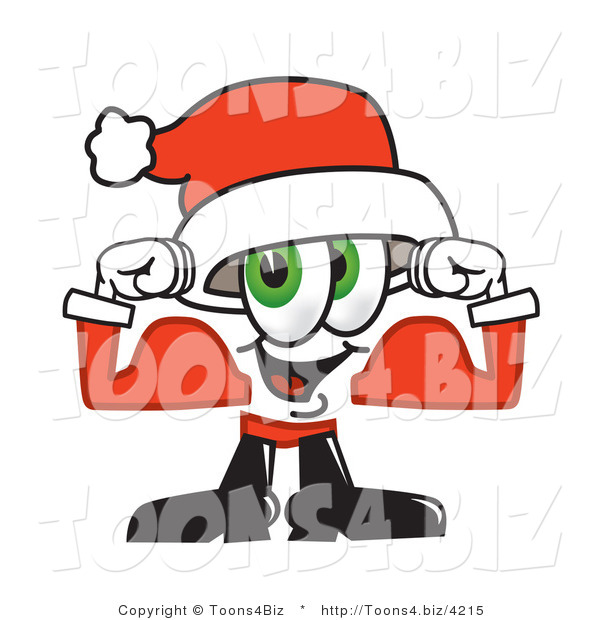 Vector Illustration of a Santa Mascot Flexing His Arm Muscles