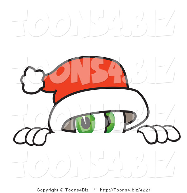 Vector Illustration of a Santa Mascot Peeking over a Surface