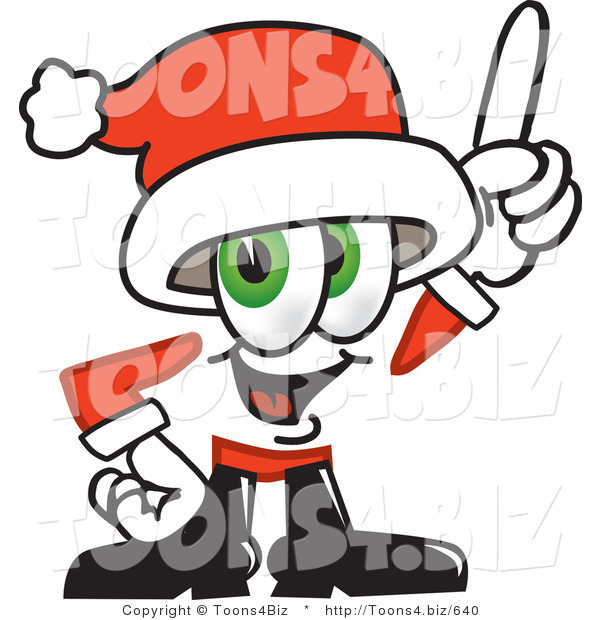 Vector Illustration of a Santa Mascot Pointing Upwards