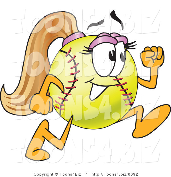 Vector Illustration of a Softball Girl Mascot Running