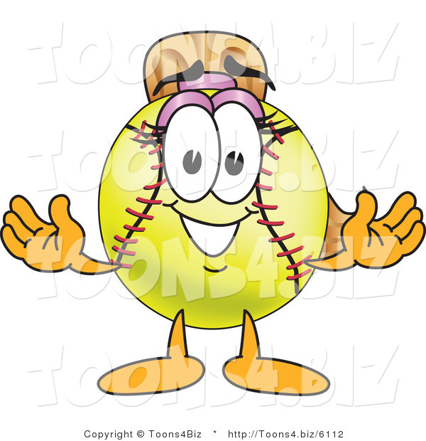 Vector Illustration of a Softball Girl Mascot Smiling