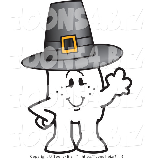Vector Illustration of a Thanksgiving Guy Wearing a Pilgrim Hat