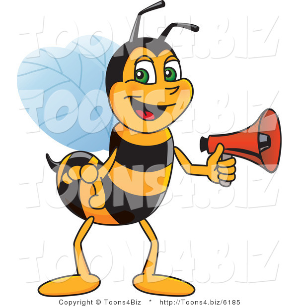 Vector Illustration of a Worker Bee Mascot Holding a Stop Sign