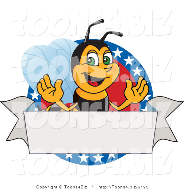 Vector Illustration of a Worker Bee Mascot Logo Mascot on a Patriotic Star Circle