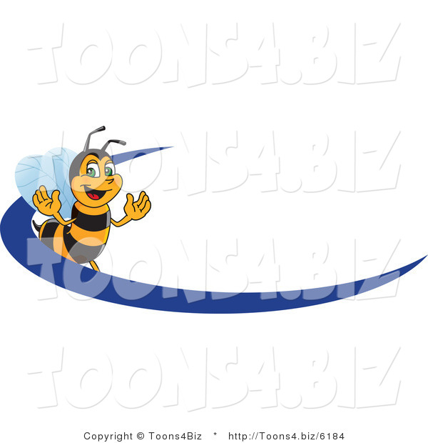 Vector Illustration of a Worker Bee Mascot Logo Mascot with a Blue Dash