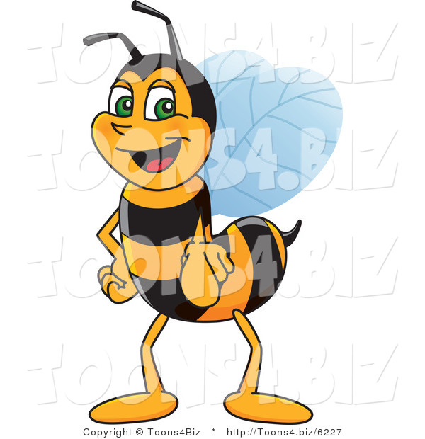 Vector Illustration of a Worker Bee Mascot Pointing Outwards