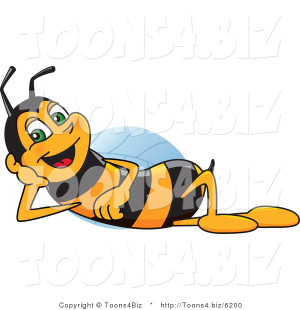 Vector Illustration of a Worker Bee Mascot Reclined