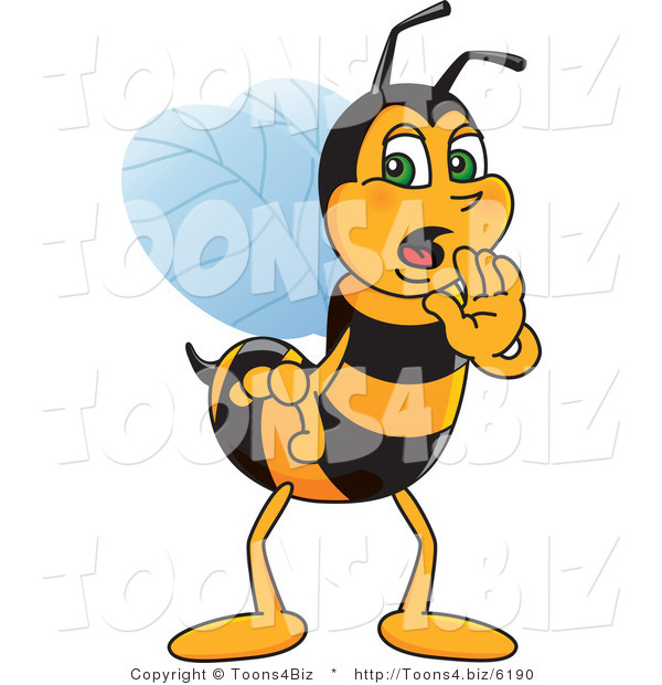 Vector Illustration of a Worker Bee Mascot Whispering
