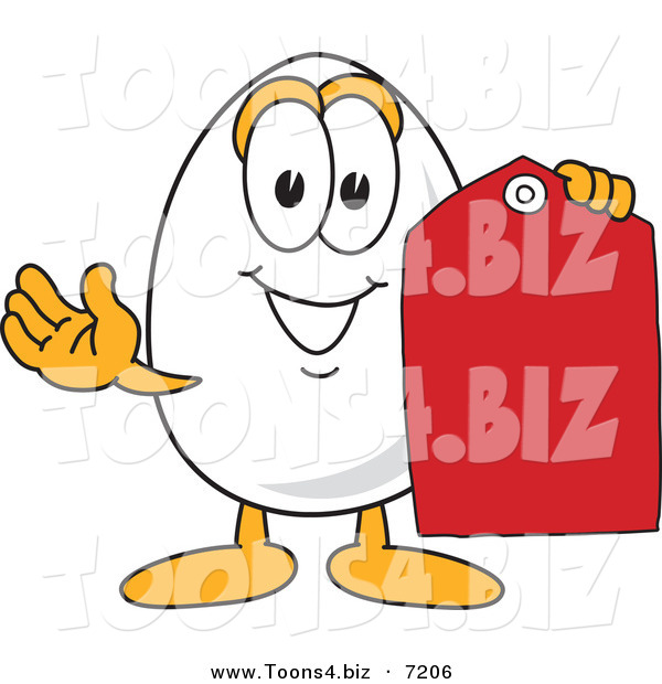 Vector Illustration of an Egg Mascot Holding a Sales Tag