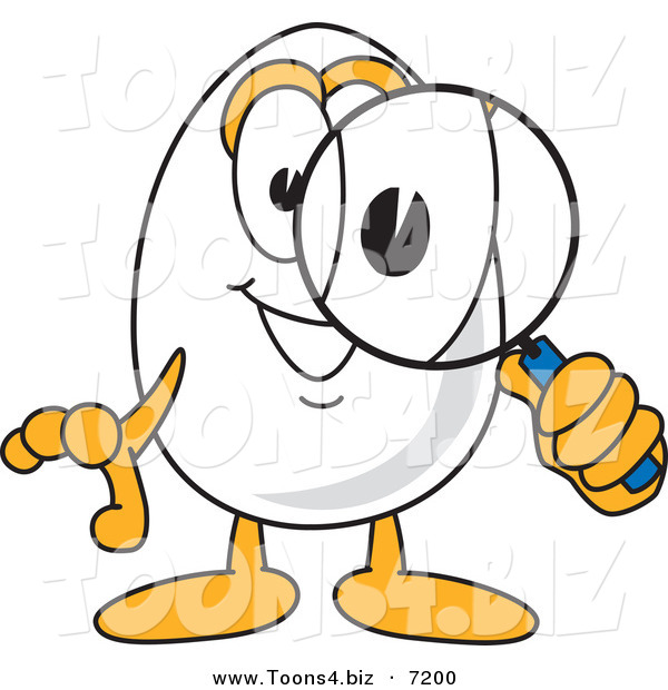 Vector Illustration of an Egg Mascot Looking Through a Magnifying Glass