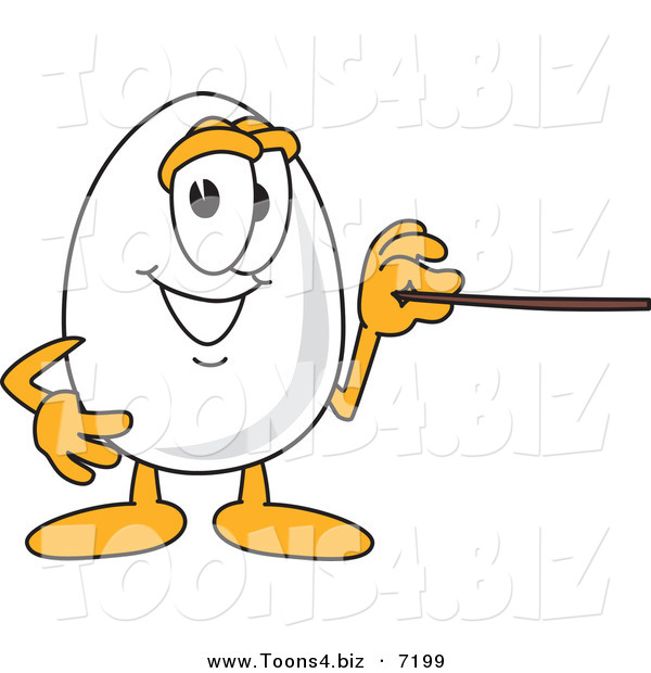 Vector Illustration of an Egg Mascot Using a Pointer Stick