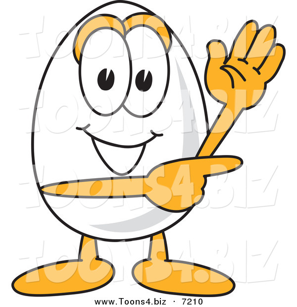 Vector Illustration of an Egg Mascot Waving and Pointing