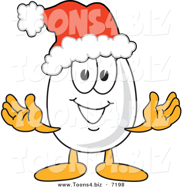 Vector Illustration of an Egg Mascot Wearing a Christmas Santa Hat