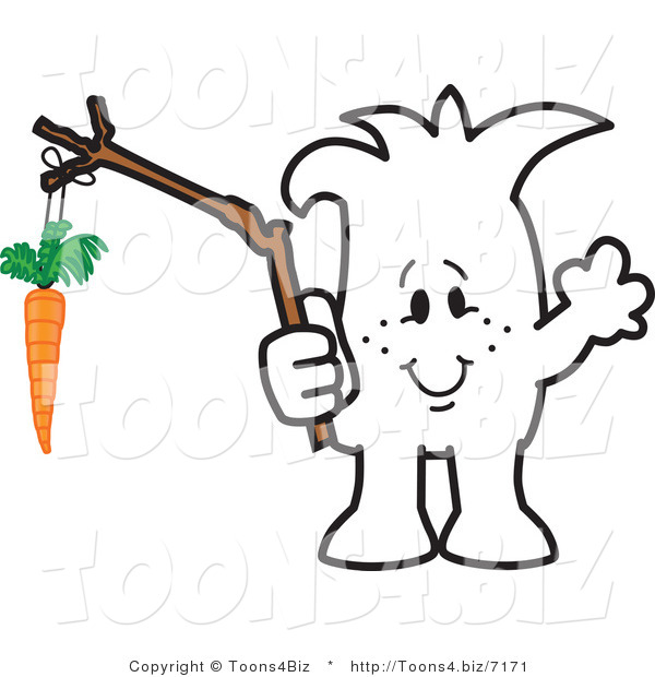 Vector Illustration of an Outlined Cartoon Character Dangling a Carrot