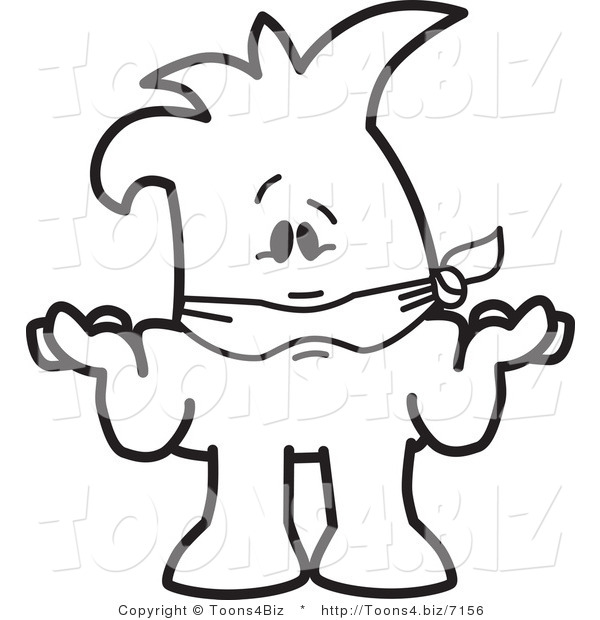 Vector Illustration of an Outlined Cartoon Character Gagged