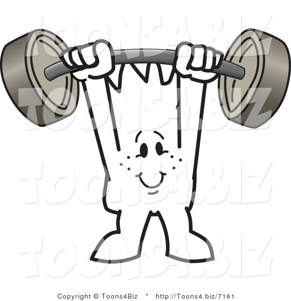 Vector Illustration of an Outlined Cartoon Character Holding a Barbell Above His Head