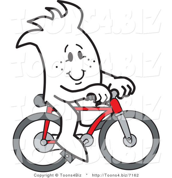 Vector Illustration of an Outlined Cartoon Character Riding a Bike