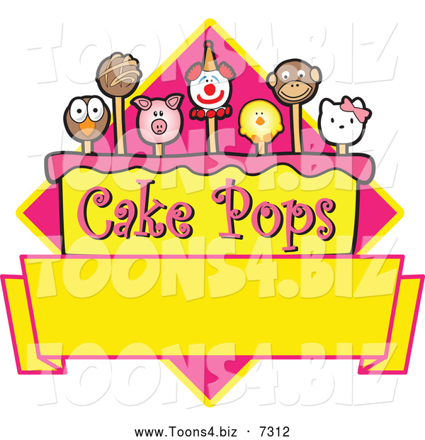 Vector Illustration of Animal Cake Pops Design with Blank Copyspace