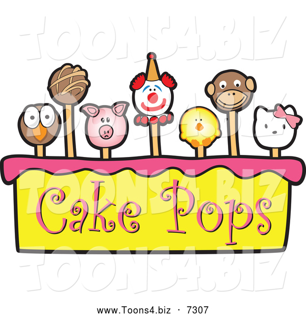 Vector Illustration of Cake Pops over Yellow and Pink with Text