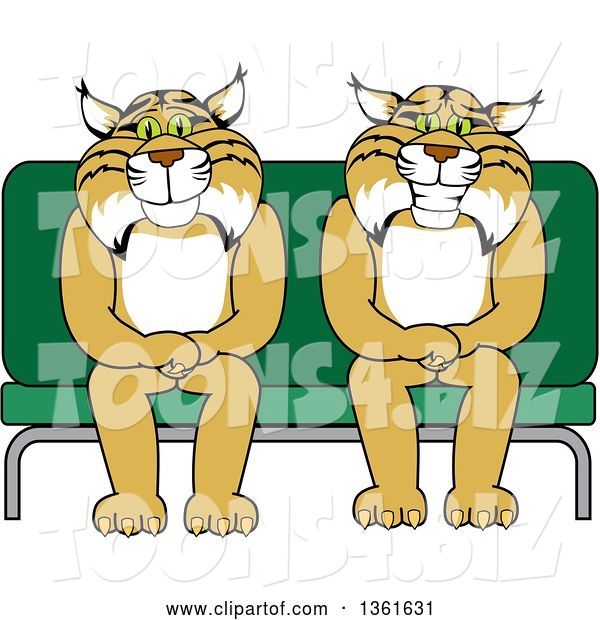Vector Illustration of Cartoon Bobcat Mascots Sitting on a Seat, Symbolizing Safety