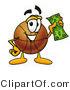 Illustration of a Basketball Mascot Holding a Dollar Bill by Mascot Junction