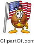 Illustration of a Basketball Mascot Pledging Allegiance to an American Flag by Mascot Junction