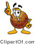 Illustration of a Basketball Mascot Pointing Upwards by Mascot Junction