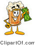 Illustration of a Beer Mug Mascot Holding a Dollar Bill by Mascot Junction