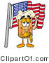 Illustration of a Beer Mug Mascot Pledging Allegiance to an American Flag by Mascot Junction