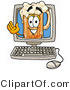 Illustration of a Beer Mug Mascot Waving from Inside a Computer Screen by Mascot Junction