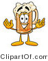 Illustration of a Beer Mug Mascot with Welcoming Open Arms by Mascot Junction