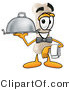 Illustration of a Bone Mascot Dressed As a Waiter and Holding a Serving Platter by Mascot Junction