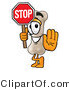 Illustration of a Bone Mascot Holding a Stop Sign by Mascot Junction