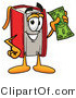 Illustration of a Book Mascot Holding a Dollar Bill by Mascot Junction