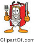 Illustration of a Book Mascot Holding a Knife and Fork by Mascot Junction