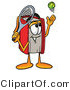 Illustration of a Book Mascot Preparing to Hit a Tennis Ball by Mascot Junction