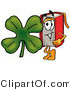 Illustration of a Book Mascot with a Green Four Leaf Clover on St Paddy's or St Patricks Day by Mascot Junction