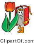 Illustration of a Book Mascot with a Red Tulip Flower in the Spring by Mascot Junction