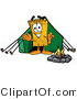 Illustration of a Cartoon Admission Ticket Mascot Camping with a Tent and Fire by Mascot Junction