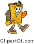 Illustration of a Cartoon Admission Ticket Mascot Hiking and Carrying a Backpack by Mascot Junction