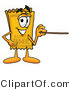 Illustration of a Cartoon Admission Ticket Mascot Holding a Pointer Stick by Mascot Junction